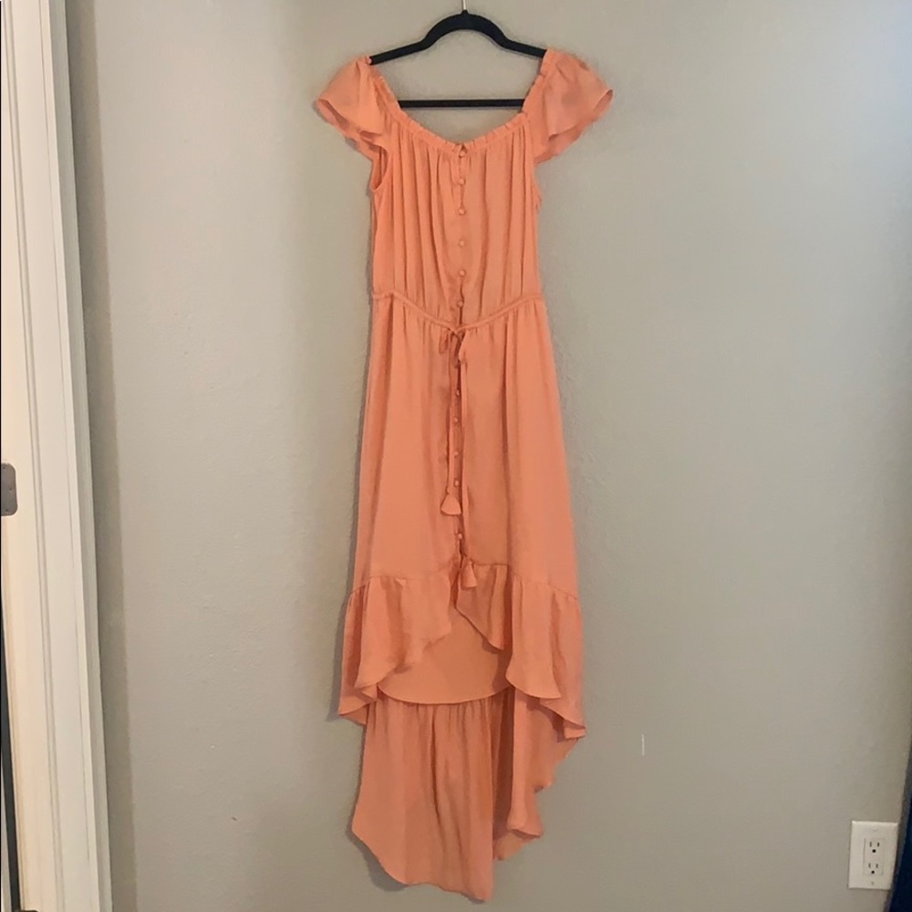 High low peach small dress